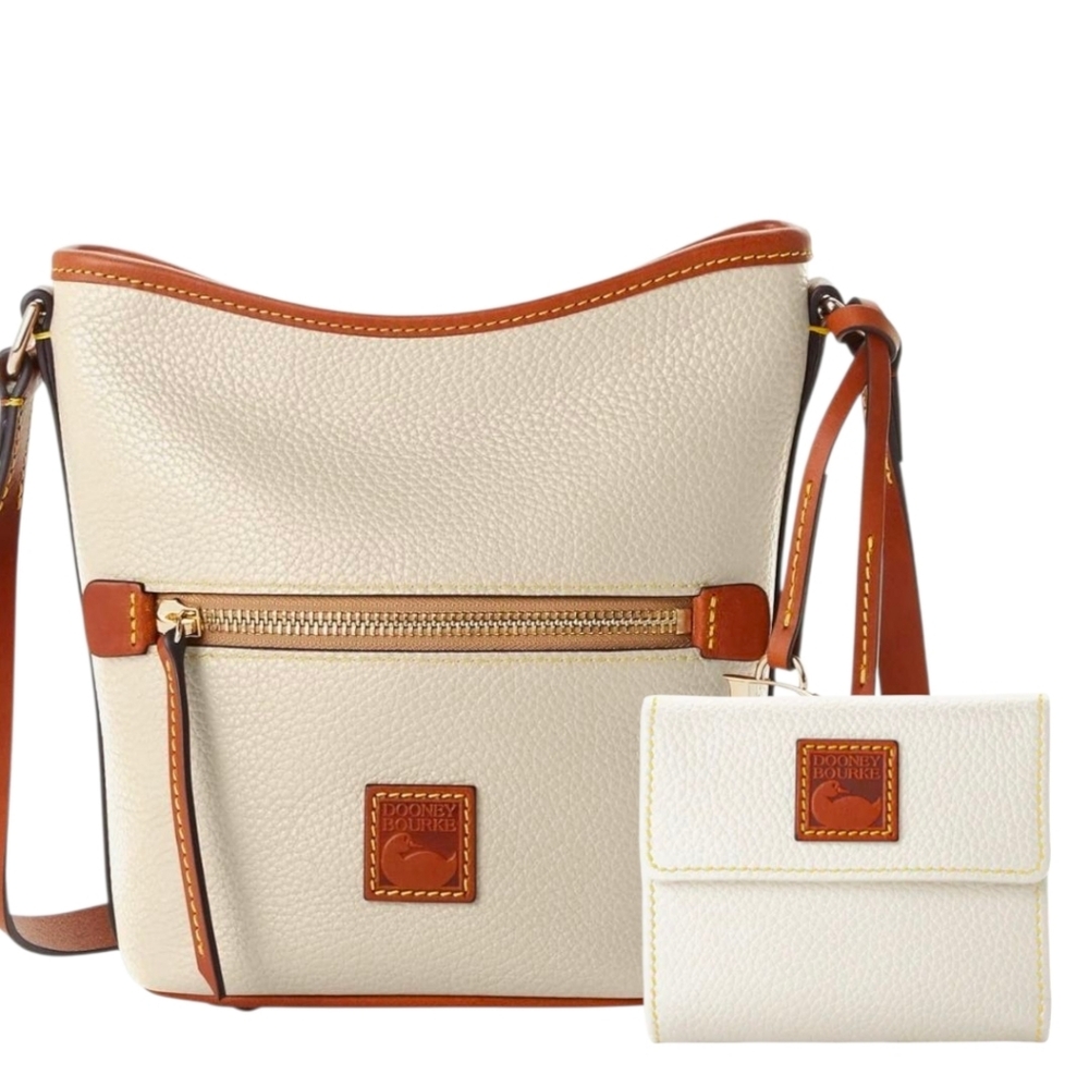 🤍🔹️Dooney & Bourke🔹️ Pebble Grain Small Zip leather Crossbody Bag Wallet Set